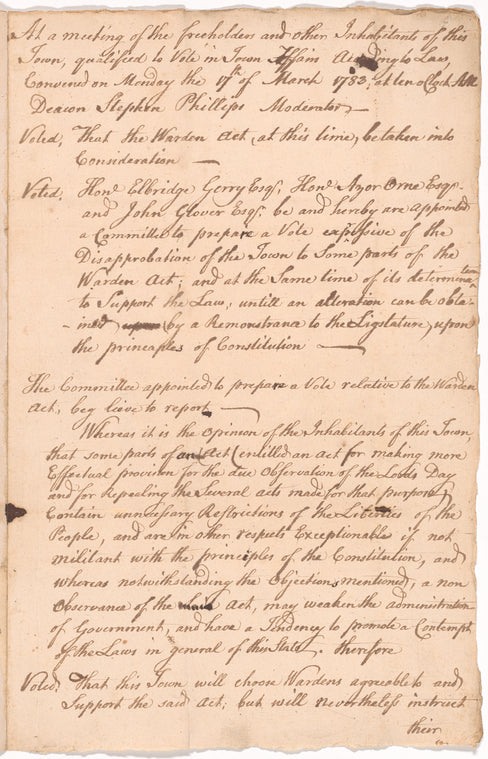 Document from Elbridge Gerry