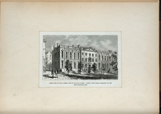 North side of Wall Street, East of William Street. Taken a few years subsequent to the Revolutionary War.
