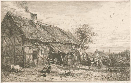 Paysage : chaumière de paysans.
