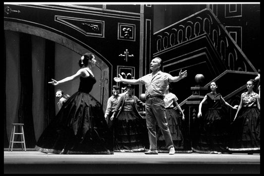 New York City Ballet production of "Don Quixote" with George Balanchine rehearsing Jillana, choreography by George Balanchine (New York)