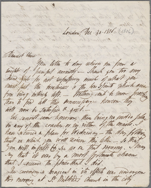 Autograph letter signed to Claire Clairmont, 30 December 1816