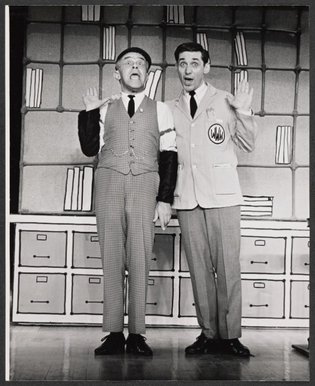Hal England [right] and unidentified in the stage production How to Succeed in Business Without Really Trying
