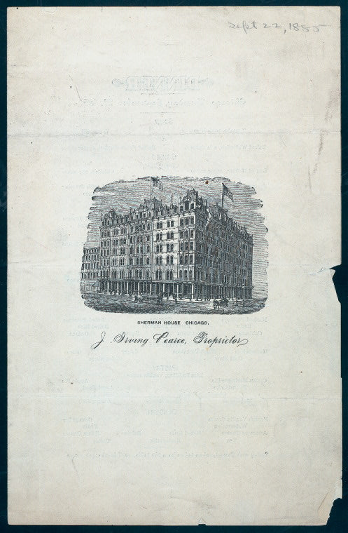 DAILY DINNER [held by] SHERMAN HOUSE [at] "CHICAGO, IL" (HOTEL)