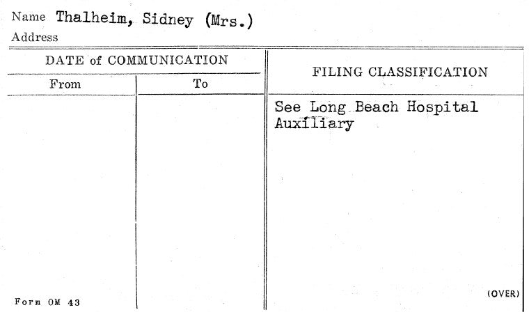 Thalheim, Sidney (Mrs.)