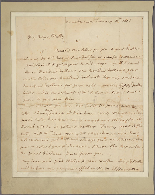 Letter to Miss M. W. [Patty] Randolph [Roanoke? Va.]