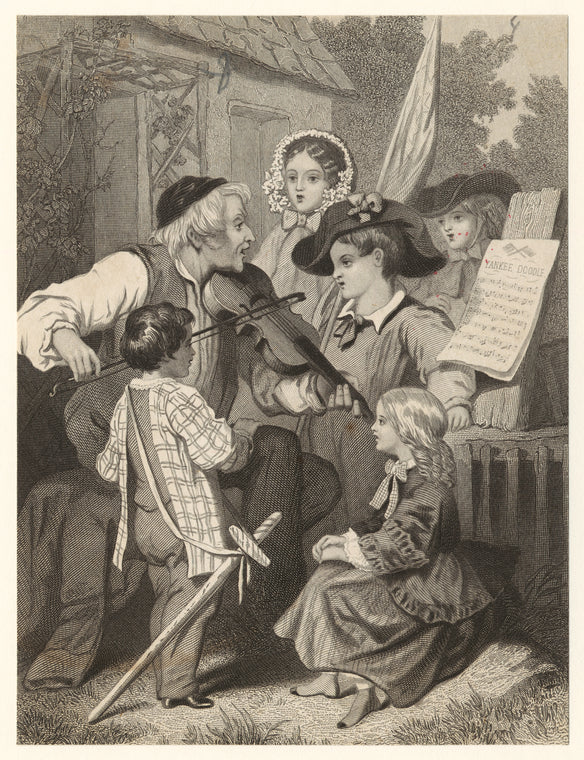 Violinist and children performing "Yankee Doodle."