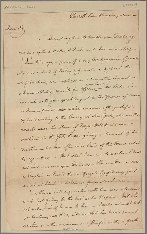 Letter to Gen. [George] Washington
