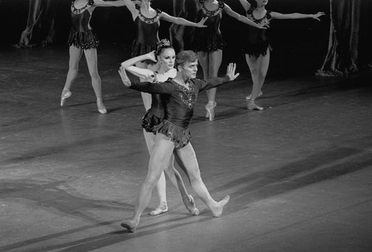 New York City Ballet production of "Jewels" (Rubies) with Patricia McBride and Mikhail Baryshnikov, choreography by George Balanchine (New York)
