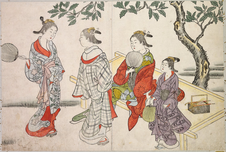 Courtesans amusing themselves with various pastimes