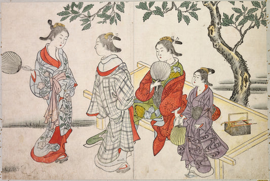 Courtesans amusing themselves with various pastimes