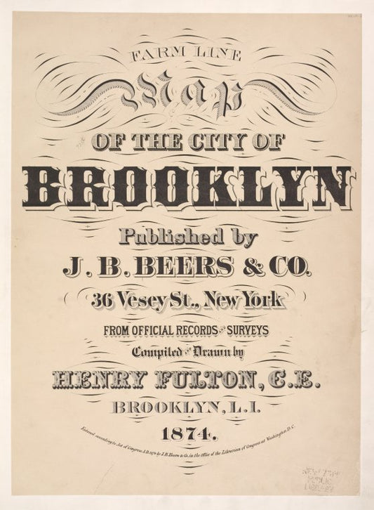 Farm Line Map of the City of Brooklyn Published by J.B. Beers & co., 36 Vesey St., New York