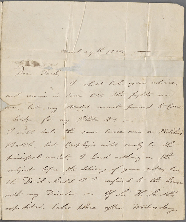 Autograph letter signed to John "Gentleman" Jackson, 27 March 1808