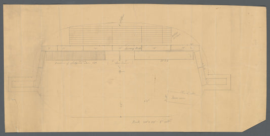 Pencil drawing of plan for the tank at the Hippodrome