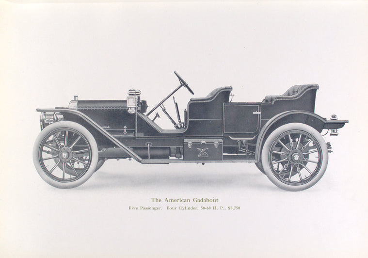 The American Gadabout; Five passenger; Four cylinder, 50-60 h. p.,  $ 3,750.