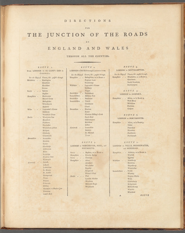 Directions for the junction of the roads of England and Wales through all the counties
