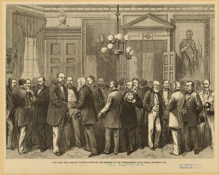 Mayor Wickham receiving the members of the international rifle teams, September 4th