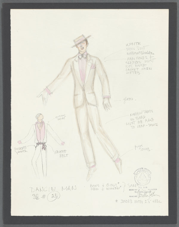 Dancin': Costume sketch for Dancin Man