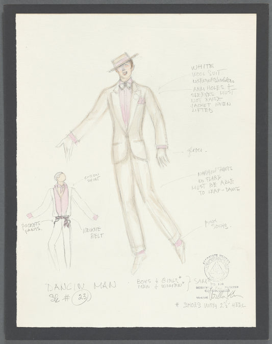 Dancin': Costume sketch for Dancin Man