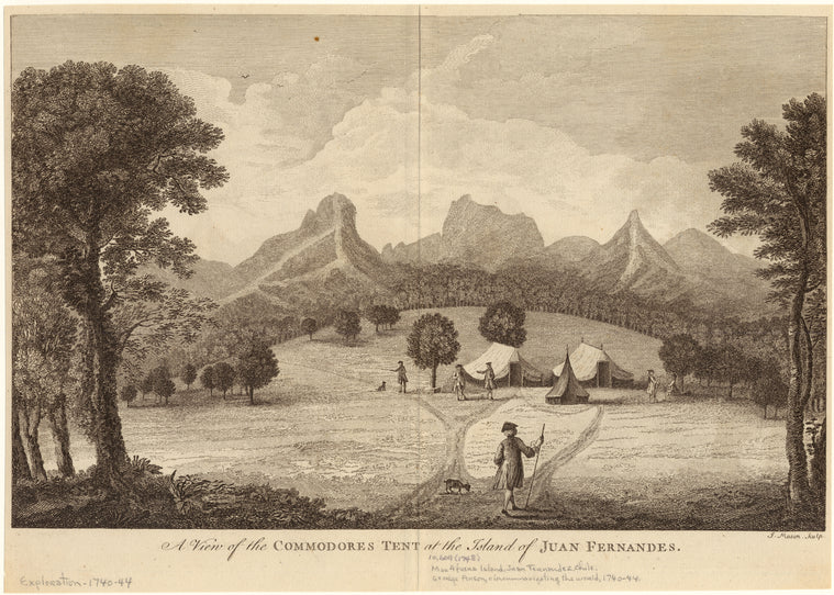 A view of the commondores tent at the Island of Juan Fernandes