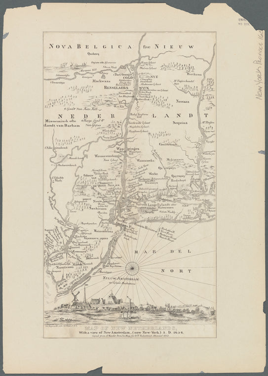 Map of New Netherland with a view of New Amsterdam (now New York), A.D. 1656