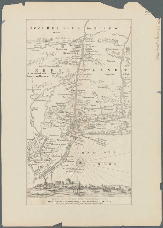Map of New Netherland with a view of New Amsterdam (now New York), A.D. 1656