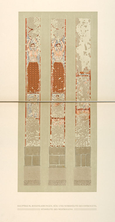 Hauptraum, Bogenlaibungen, Süd- und Nordhälfte des Ostbogens, Südhälfte des Westbogens.