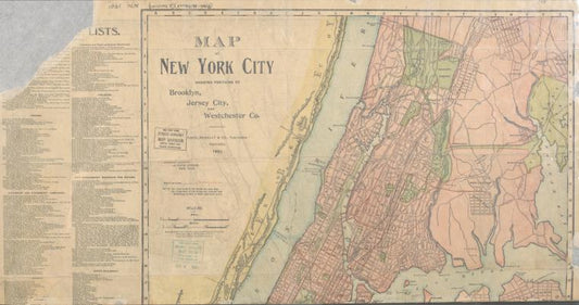 Map of New York City: showing portions of Brooklyn, Jersey City, and Westchester Co.