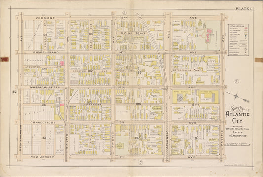 Atlantic City, Double Page Plate No. 6 [Map bounded by Vermont Ave., Pacific Ave., New Jersey Ave., Mediterranean Ave.]
