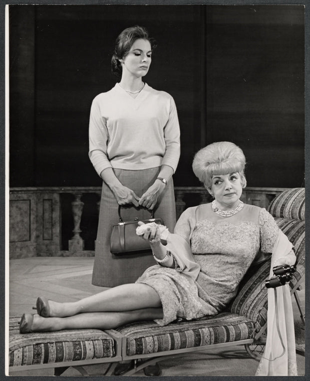 Ann Williams and Hermione Baddeley in the stage production The Milk Train Doesn't Stop Here Anymore