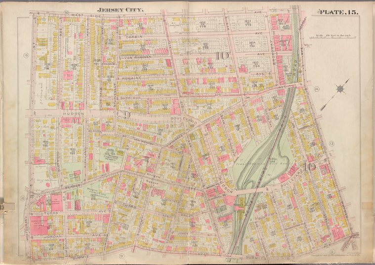 Jersey City, V. 1, Double Page Plate No. 15 [Map bounded by West Side Ave., Newark Ave., Summit Ave., Montgomery St.]