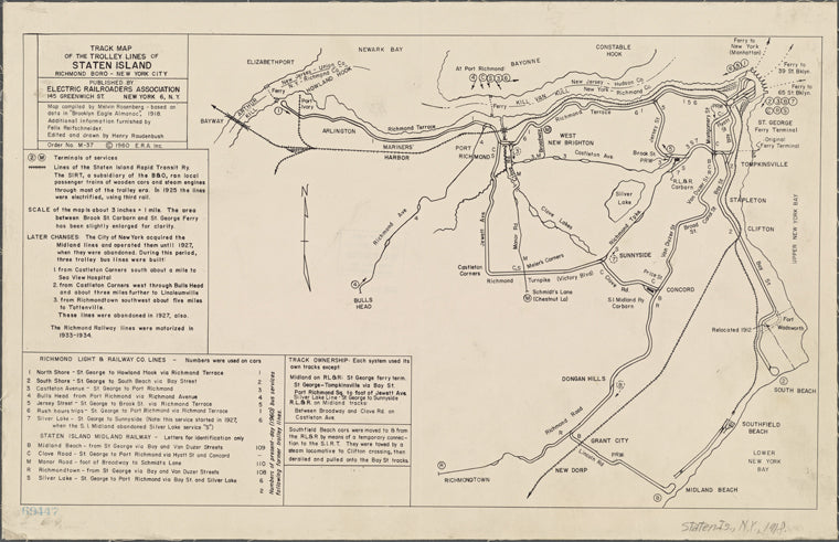 Track map of the trolley lines of Staten Island : Richmond Boro - New York City