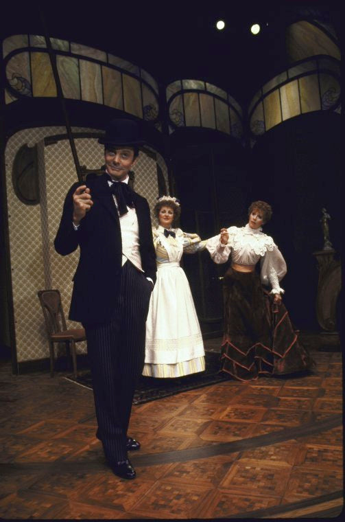 Actors (L-R) Louis Jourdan, Jill P. Rose & Patricia Elliott in a scene fr. the Circle in the Square production of the play "13 Rue de L'Amour." (New York)