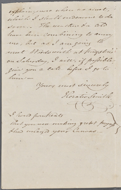 Autograph letter signed to B. R. Haydon, 1 January 1818