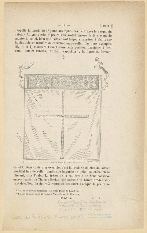 Amice (clerical hood) of Thomas à Becket in Sens Cathedral, 12th century
