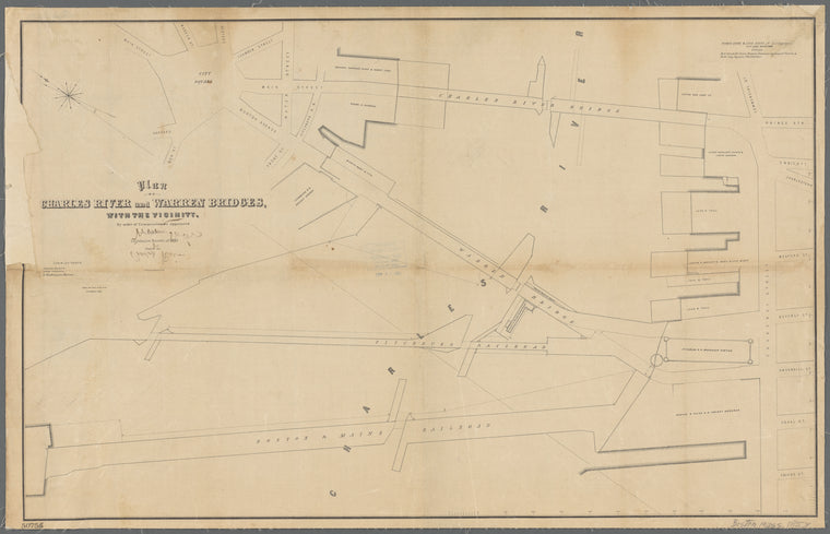 Plan of Charles River and Warren bridges with the vicinity: by order of commissioners appointed under legislative resolve of 1853, Chapter 93