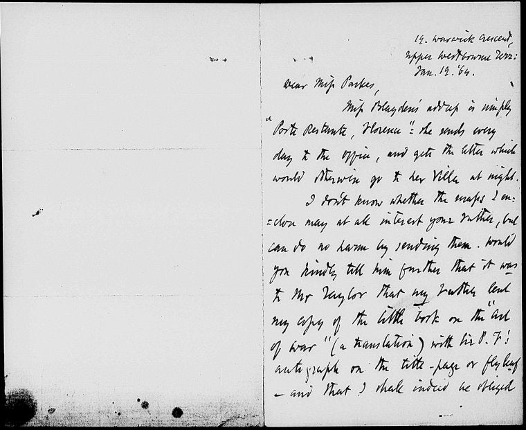 Parkes, Elizabeth Rayner. ALS to