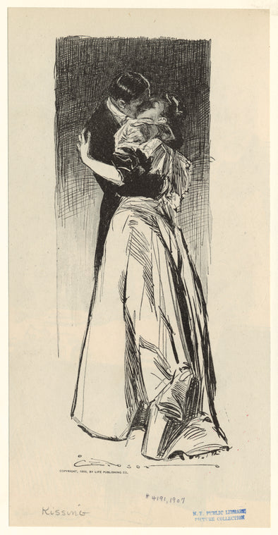Man kissing a woman in long gown