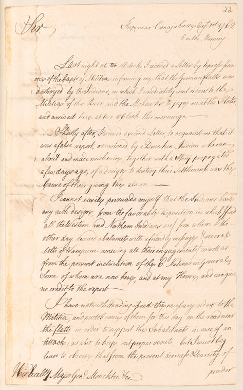 William Johnson to Major General Monckton