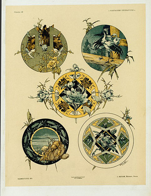 Cinq motifs pour assiettes.
