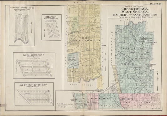 Buffalo, V. 3, Double Page Plate No. 25 [Map of parts of the towns of Cheektowaga, West Seneca, Hamburg and East Hamburg, Proposed Greater Buffalo]