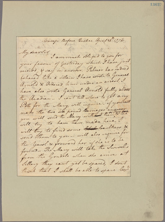 Letter to Captain Hector McNeil at Point au Tremble