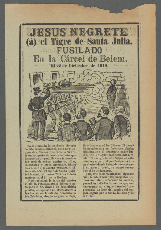 Jesus Negrete (á) el Tigre de Santa Julia Fusilado En la Cárcel de Belem.
