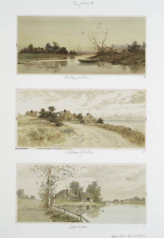 Prints entitled 'the edge of the ocean,' 'a glimpse of the sea' and 'still water.'