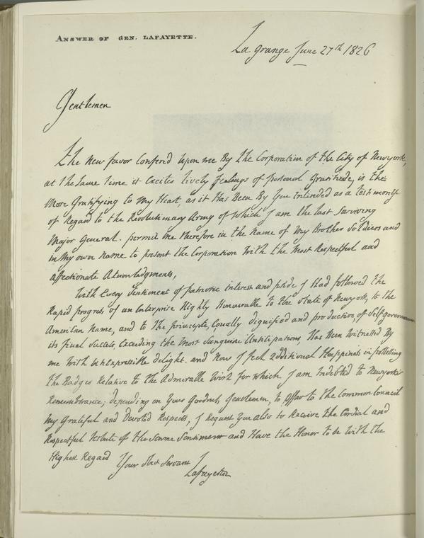 Answer of Gen. Lafayette.