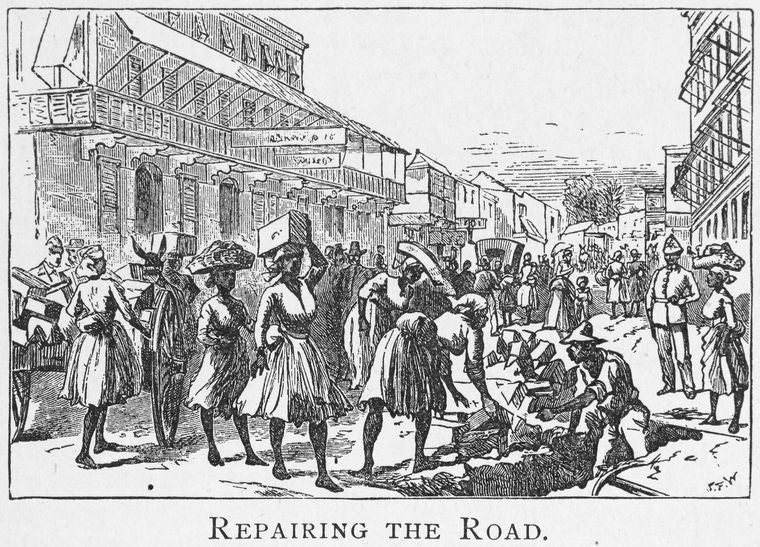 Repairing the road.