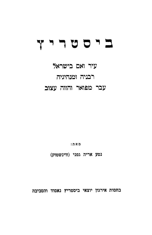 Bistrita-Năsăud: ʻir ṿa-em be-Yiśraʼel : rabaneha u-manhigeha : ʻavar mefoʼar ṿe-hoṿeh ʻatsuv