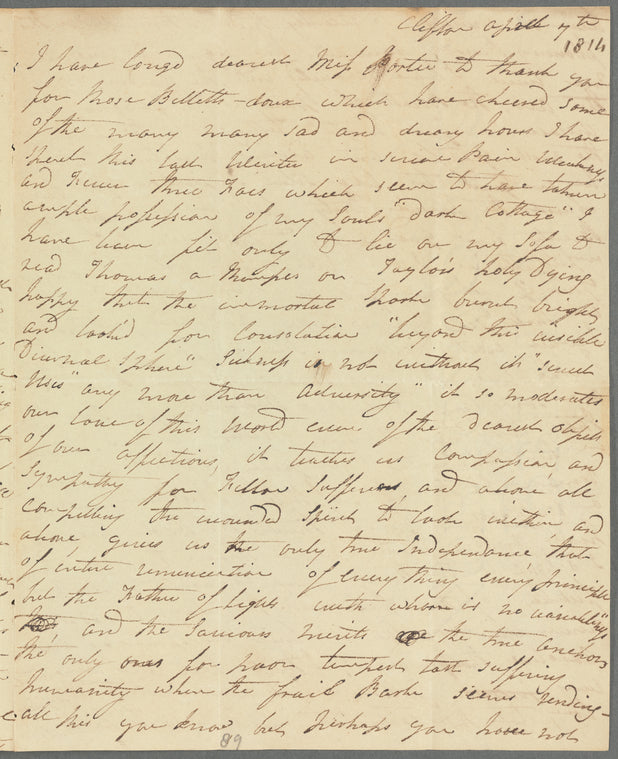 E. Carrick to Jane Porter, autograph letter signed, autograph letter signed