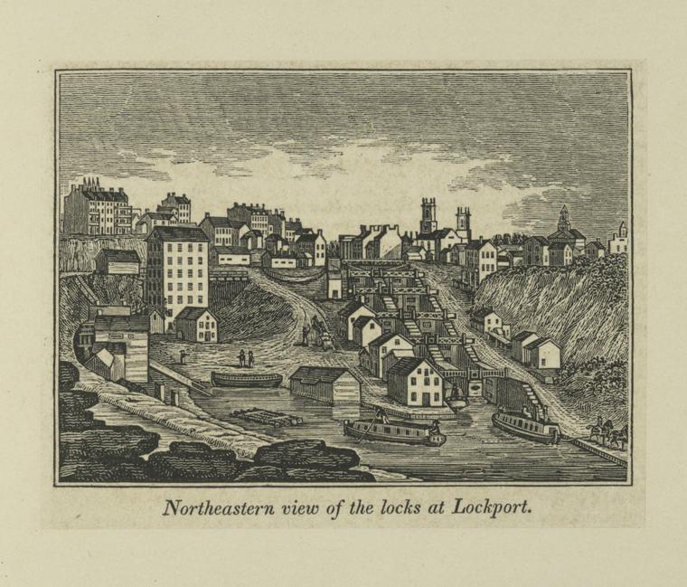 Northeastern view of the locks at Lockport.