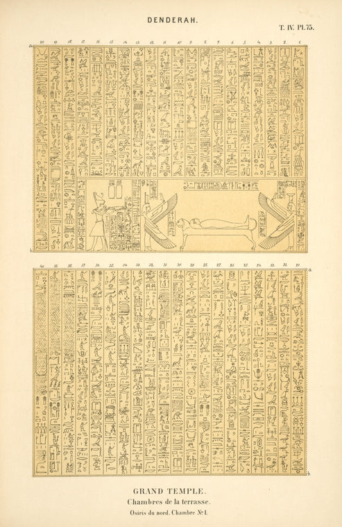 Denderah. Grand temple. Chambres de la terrasse. Osiris du nord. Chambre no. 1.