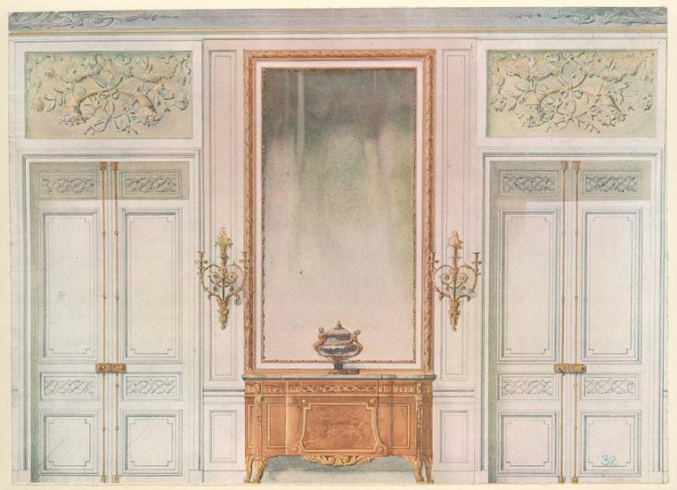 Chambre a coucher Louis XVI. Face des portes....